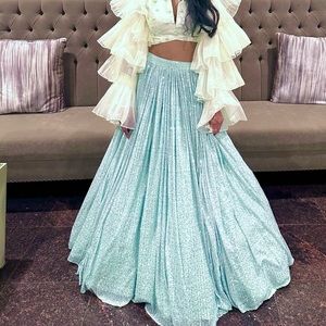 Light Blue Sequin Skirt